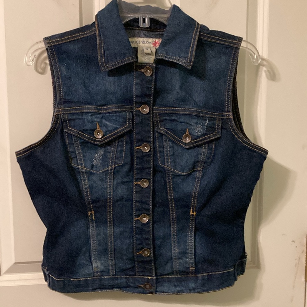 Vintage Paris Blues Denim Jean Vest 1X FITS LIKE Junior’s XL - Picture 12 of 12